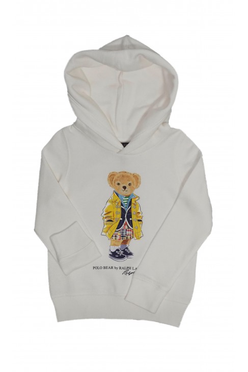 White hooded sweatshirt with iconic Bear Bear, Polo Ralph Lauren