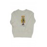 White baby sweatshirt with the iconic teddy bear, Ralph Lauren