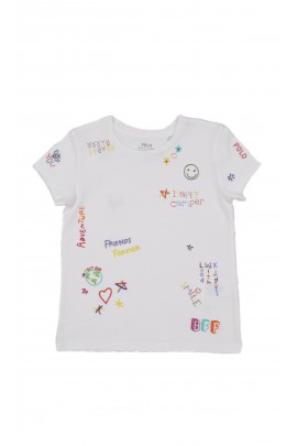 White girls' t-shirt with colourful print, Polo Ralph Lauren