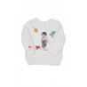 White baby sweatshirt with iconic teddy bear, Bear Ralph Lauren