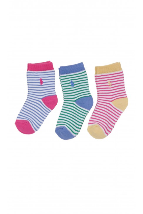 Colorful girls' socks 3-pack, Polo Ralph Lauren