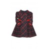 Elegant red and navy blue checked dress with long sleeves, Patachou