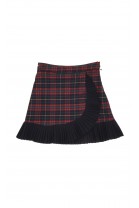 Navy blue and red checkered skirt with a ruffle, Patachou