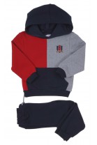 Gray and red children's tracksuit with a hood, Patachou