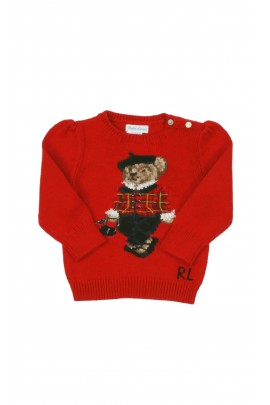 Red jumper with iconic Bear Polo, Ralph Lauren