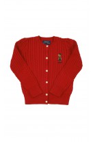 Red girls' cardigan with a braided knit, Polo Ralph Lauren