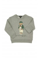 Gray sweatshirt with the iconic Bear motif, Polo Ralph Lauren