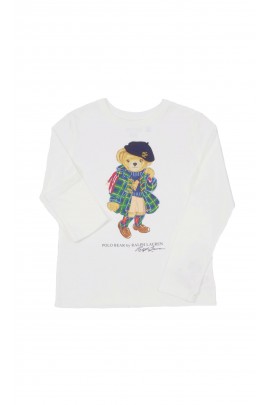 Girl's ecru long-sleeved t-shirt, Polo Ralph Lauren
