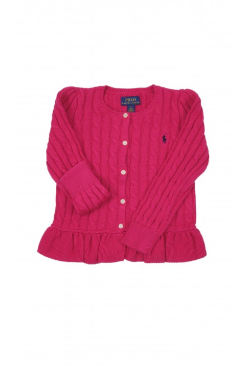 Pink cable-knit girls' sweater, Polo Ralph Lauren