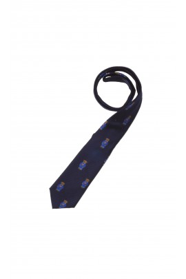 Navy blue tie with iconic Bear motif, Polo Ralph Lauren