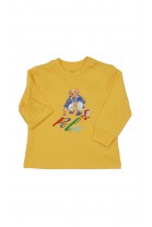 Yellow long-sleeved infant t-shirt with iconic bear, Ralph Lauren