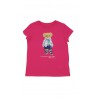 Pink short-sleeved girls' t-shirt with iconic bear, Polo Ralph Lauren