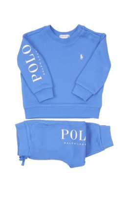 Blue infant sweatpants with POLO logo, Ralph Lauren