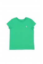 Zielony t-shirt dziewczęcy na krótki rękaw, Polo Ralph Lauren