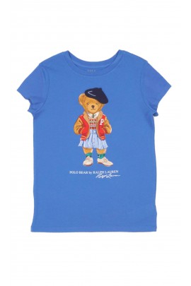 Blue girls' T-shirt with iconic Bear, Polo Ralph Lauren