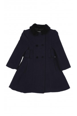 Navy blue elegant coat for girls, Patachou