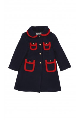 Navy blue elegant coat for girls, Patachou