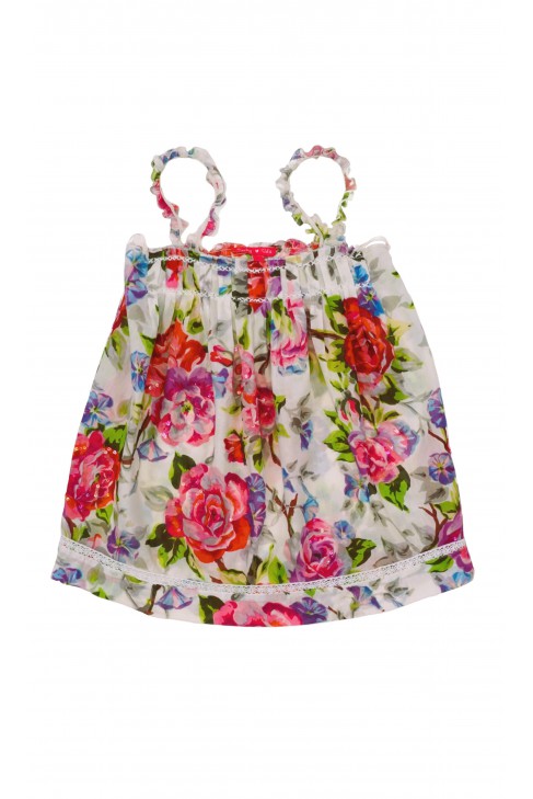 Blouse-top with thin straps in large flowers, Rene Derhy Blouse-top with thin straps in large flowers, Rene Derhy