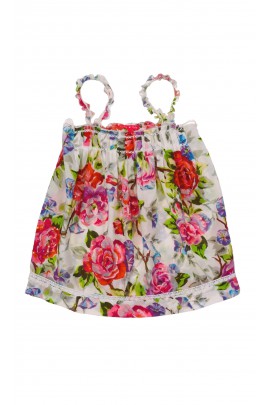 Blouse-top with thin straps in large flowers, Rene Derhy