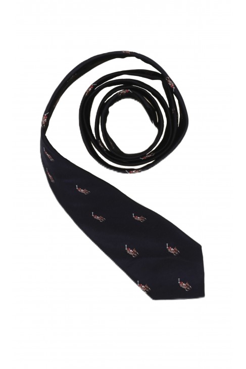 Navy blue silk ponytail tie for boys, Polo Ralph Lauren