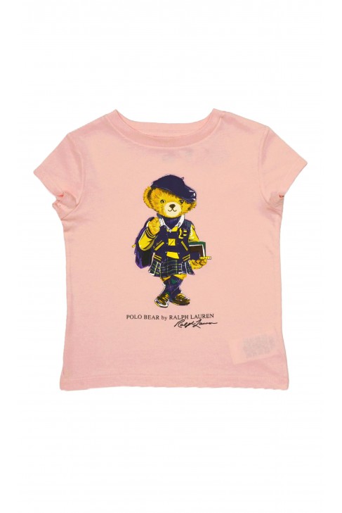 Pink girls' t-shirt with the iconic Bear, Polo Ralph Lauren Pink girls' t-shirt with the iconic Bear, Polo Ralph Lauren