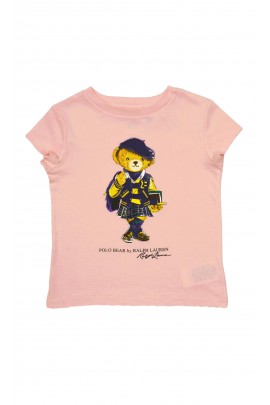 Pink girls' t-shirt with the iconic Bear, Polo Ralph Lauren