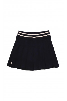 Navy blue pleated knit skirt, Polo Ralph Lauren.