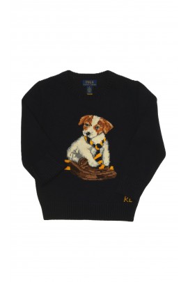 Navy blue sweater with a large print on the front, Polo Ralph Lauren