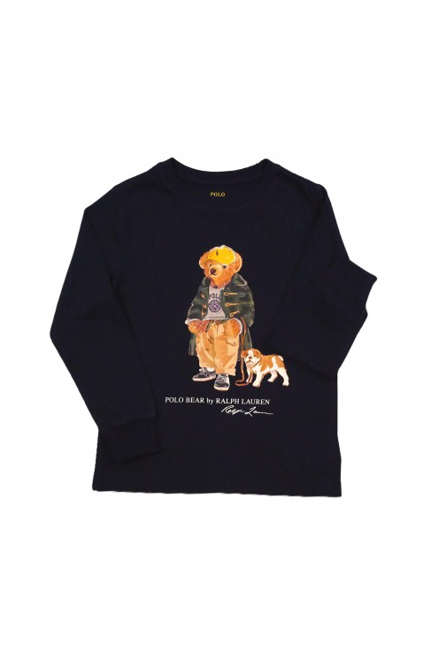 Navy blue long-sleeved T-shirt with a print on the front, Polo Ralph Lauren Navy blue long-sleeved T-shirt with a print on the front, Polo Ralph Lauren