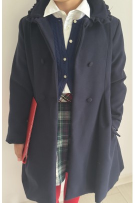 Girls' navy blue flannel coat, Patachou