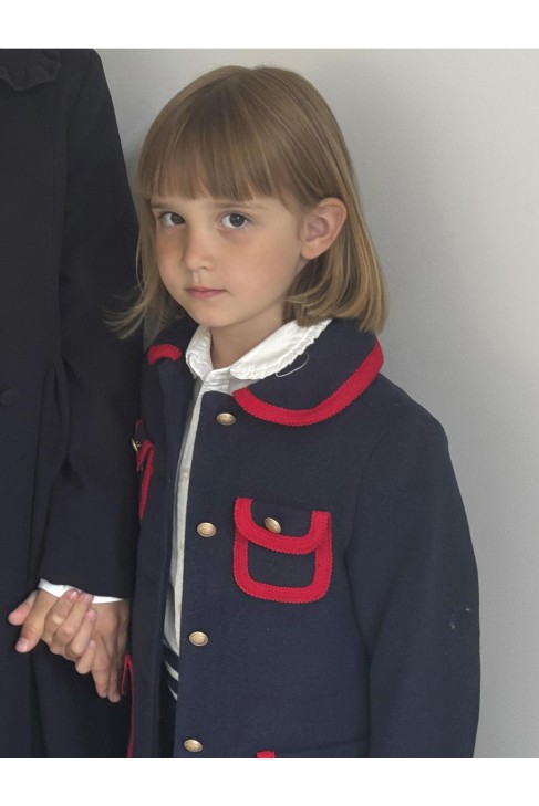 Navy blue elegant coat for girls, Patachou