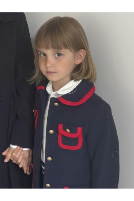 Navy blue elegant coat for girls, Patachou