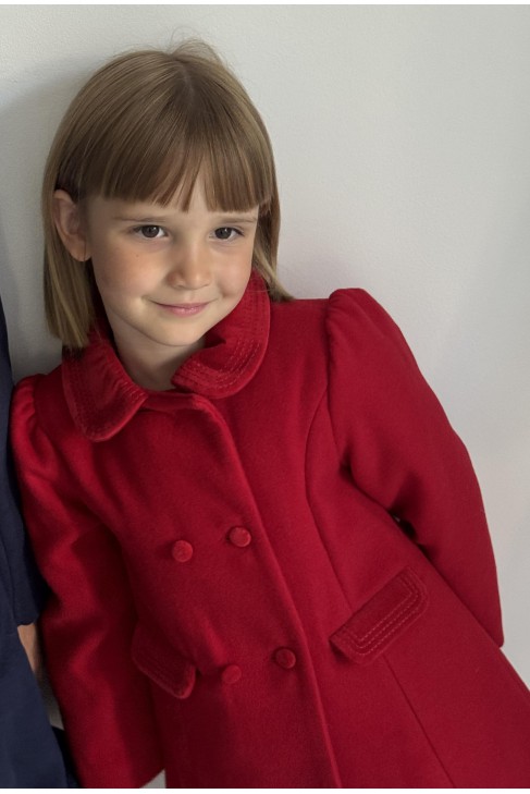 Red classic girl's coat, Patachou