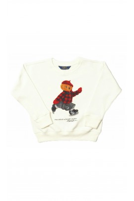 Girls' white sweatshirt with a Bear appliqué, Polo Ralph Lauren