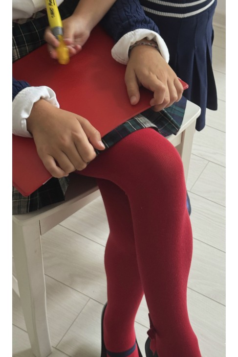 Red infant tights with bow, Patachou