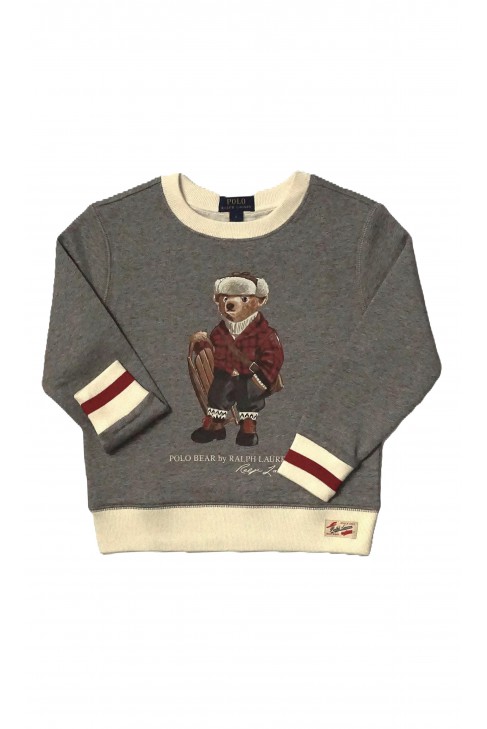 Elegant gray sweatshirt with a Bear Teddy bear, Polo Ralph Lauren