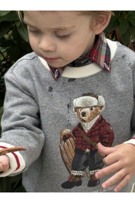 Elegant gray sweatshirt with a Bear Teddy bear, Polo Ralph Lauren