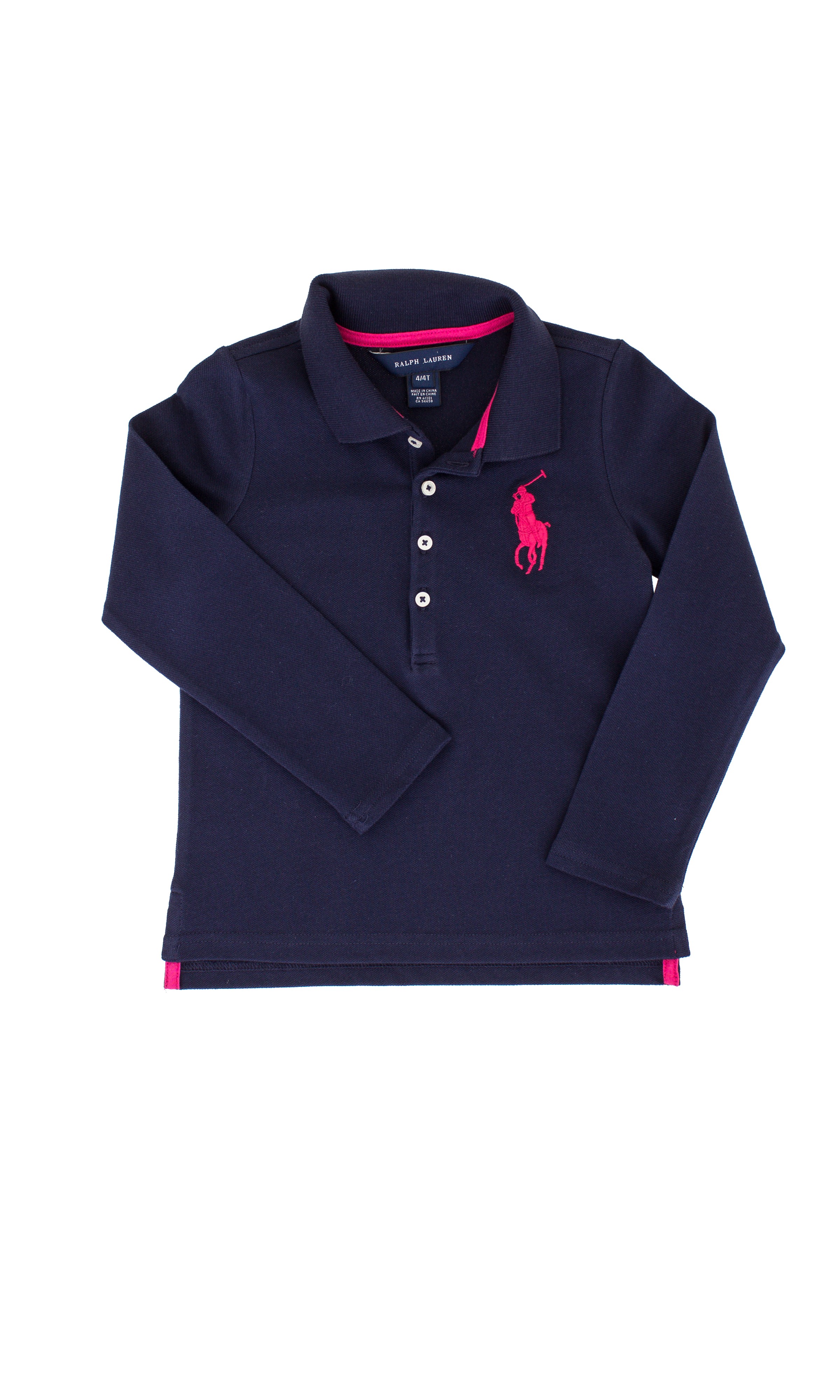 black polo shirt with pink horse