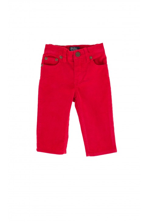 Red corduroy trousers with a leather badge, Polo Ralph Lauren