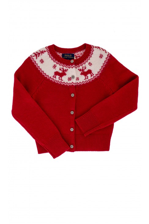 Red, Christmas, fastened sweater, finished with rib Polo Ralph Lauren